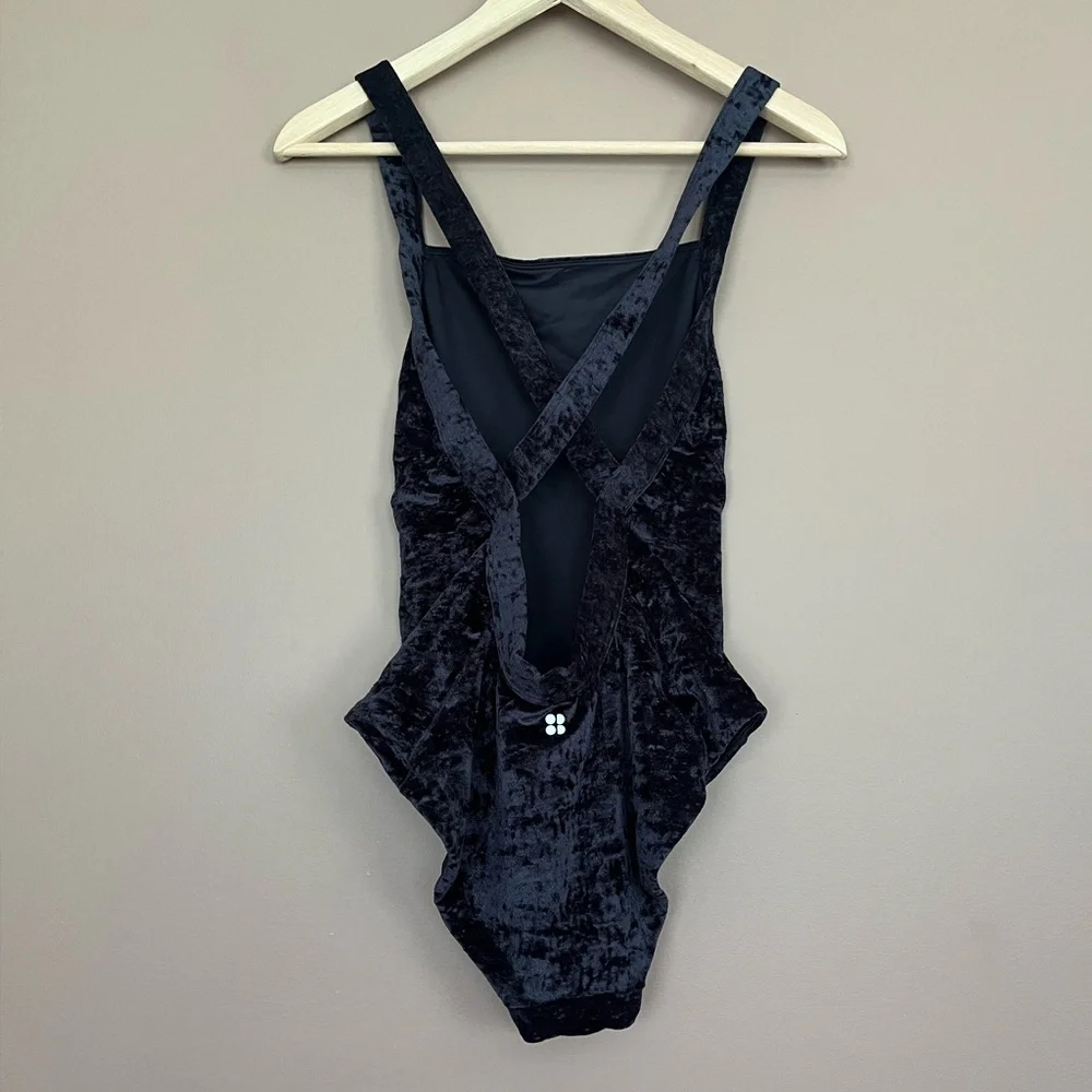 {Sweaty Betty} Retreat Velvet One Piece Swimsuit in Black - Womens Medium - NWT